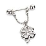 Wholesale 14G Stainless Steel Geometrical Four Leaf Clover Pendant Nipple Ring Bead Chain Vintage Body Piercing Jewelry for