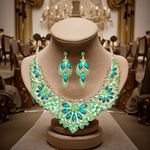 New Trendy Vintage Flower Bridal Necklace and Earrings Prom Pageant Jewelry Sets for Women