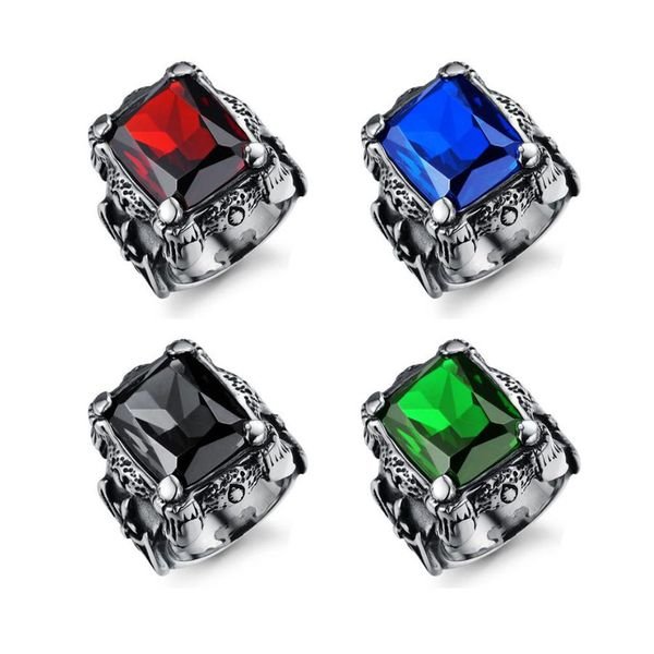 Four Color Optional Blue Black Green Wine Glass Charm Rings Men Jewelry