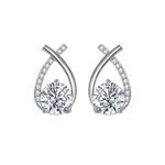 Wholesale 925 Sterling Silver Jewelry Shiny Zirconia Crystal Stud Earrings for Women Oorbellen