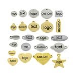 Custom Stainless Steel Blank Stamping Dogs Jewelry Pendant Charms Tag Gold Personal Laser Engraving LOGO Metal Label Charms Tag