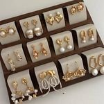 Fashionable Alloy Pearl Drop Earrings Baroque Natural Imitation Trendy Irregular Geometry Daily Wear Gift