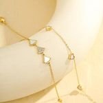 Trendy High-End Anklet Bracelet Set Exquisite Simple White Shell Ginkgo Leaf Heart Beaded Hypoallergenic Stainless Geometric