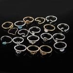 Female Arrow Sun Starfish Compass Moon Eye Wave Designer Jewelry Ring Set Vintage Gold Plated Alloy Sample Engagement Rings