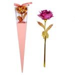 Wholesale 24k Gold Rose Long Stem Wedding Mother's Day Decoration 24k Gold Foil Rose Artificial Flower Valentine's Day Gift