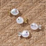 High Quality Hot Selling Irregular Colored Baroque Natural Freshwater Pearl Gold Plated Alloy Fish Earrings for Women