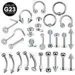 G23 Titanium Basic Style Piercing Eyebrow Nose Ear Belly Cartilage Helix Labret Lip Piercing Jewelry