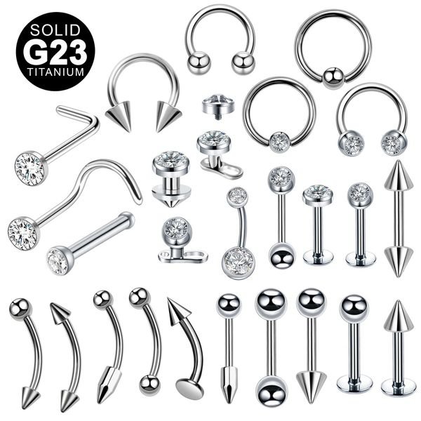 G23 Titanium Basic Style Piercing Eyebrow Nose Ear Belly Cartilage Helix Labret Lip Piercing Jewelry