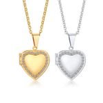 Personalized 316l Stainless Steel Women Name Zircon Necklace Custom logo Hollow Heart love Photo Pendant Gold Necklace 18k