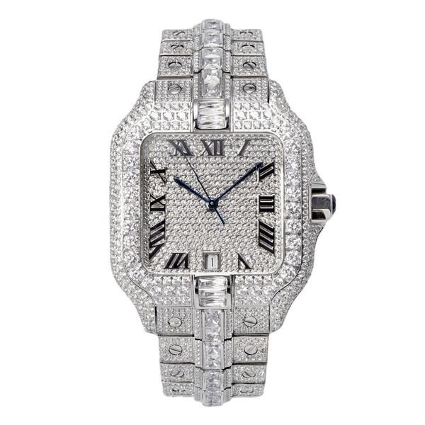 2024 Square Watch for Men Luxury Diamond Wristwatch Waterproof Quartz Mens Watches