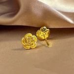 Wholesale Au750 18k Pure Gold Rose Flower Shaped Earring Jewelry