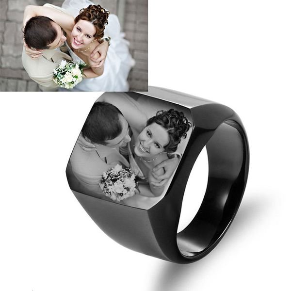 Best Selling Stainless Steel Wide Ring Men's Ring DIY Photo Ring for Father's Day Gift.