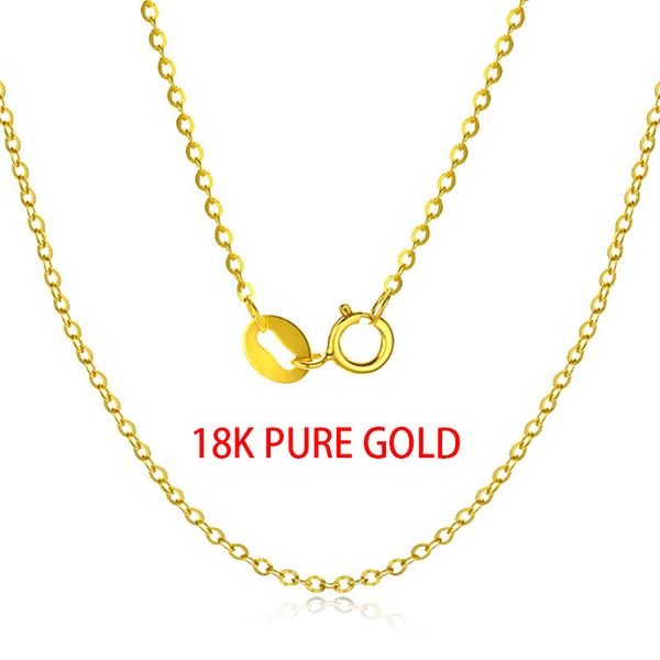 Wholesale Fine Jewelry AU750 Yellow Rose 18K Real Pure Solid Gold Customized Thin O Chain 18K Pure Gold Necklace