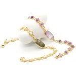 Wire Wrapped Natural Stone Bracelet Adjustable, Gold Bracelet Women Jewelry