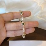 Elegant High-End Luxury Women's Natural Pearl Emerald Zircon Bracelet Fashion Charm Jewelry