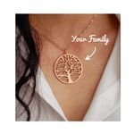 Engraved Family Name Necklace Personalized Name Necklace Tree of Life Necklace Multiple Names Jewelry Gift for Family and Mom