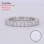 Princess Cut 2.5x2.5mm Lab Grown Diamonds Wedding Band 10K Solid Gold Women Eternity Band Hpht Cvd Def Vs Lab Diamonds Rings