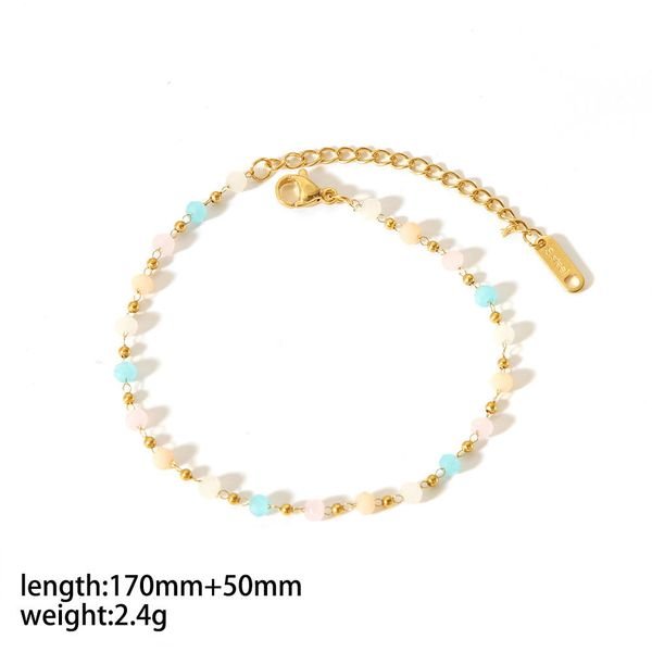 European American Hot Selling Popular Natural Stone Bracelet High- Quality Hand Polishing 18K Gold Plated Adjustable Bracelet