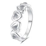 Sparkling Luxury Women 925 Sterling Silver VVS1 D Color Moissanite Heart Band Eternity Ring for Engagement Classic Jewelry