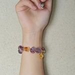 Handmade Amethyst Beaded Bracelet with Natural Shape Diamond Crystal First Choice Religious Charm Bangles Pearl Main Stone Gift