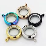 20mm Stainless Steel Glass Locket Floating Photo Charm Pendent Necklace Screw Open Memory Charms Locket Necklace Pendant Jewelry