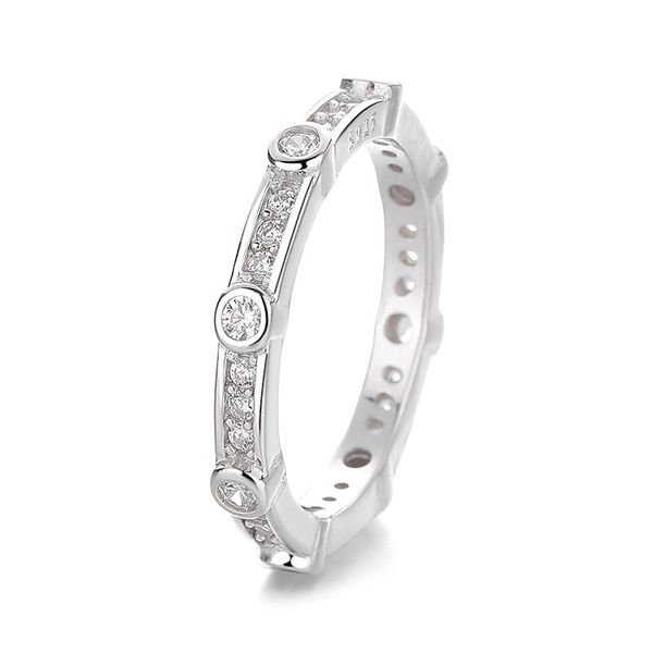 Trendy Women's 925 Sterling Silver Wedding Band Zircon Baguette Platinum Fine Jewelry For Engagement Anniversary Gift Shiny