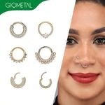 Giometal 14K/18K Solid Gold Hinged Segment Rings Septum Clickers Earrings Nose Conch Daith Luxury Body Piercing
