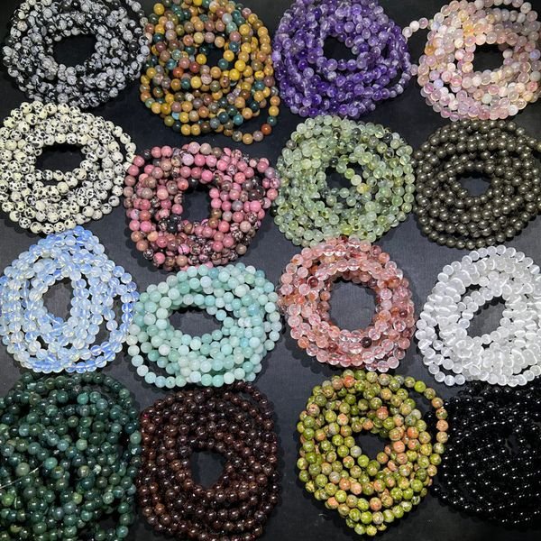 Kindfull 6mm Natural Crystal Gemstone Healing Stones Woman Reiki Fengshui Dream Amethyst Rose Quartz Bracelets for Sale