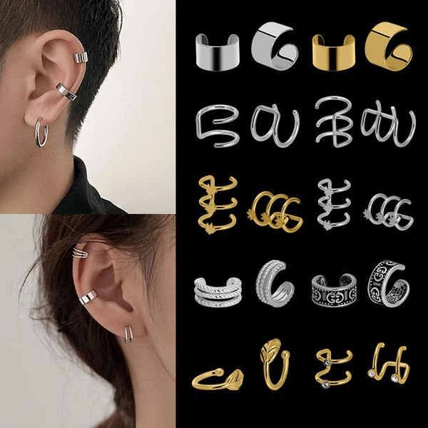 Wholesale 2023 New Design Ear Cuff Gold Leaves No Piercing Ear Clips Fake Cartilage Earring Jewelry for Women Men