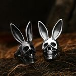 SS8-758R Stainless Steel Halloween Gothic Funny Skull Rabbit Men Ring Gift Biker Mask Hop Hip Rap Street Dance Jewelry