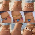 Custom Summer Beach Style Dripping Oil Butterfly Pendant Ankle Bracelets Femme Shells Anklets Women Jewelry and Accessories