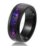 POYA 4mm/8mm Black Tungsten Ring Wedding Band Men Classic Style Purple Blue Galaxy Gravel Inlay Engagement Jewelry