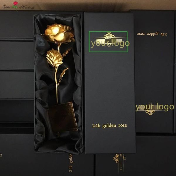 QSLH-T201 Custom Rose Gold Gift Box 24K Gold Rose Golden Rose 24k Golden Rose 24k Gold Rose for Valentine's Day