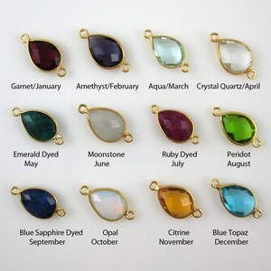 Gold Plated 12 Months Birthstone Charms Pear Shape 10x14MM Jewelry Findings Handmade Bezel Gemstone Charms Jewelry Accessories