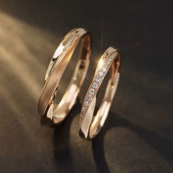 Custom 18K Gold Couple Ring with 1-3 Carat GIA Certified CVD HPHT Lab-Grown Diamond Luxury Jewelry for Weddings and Parties