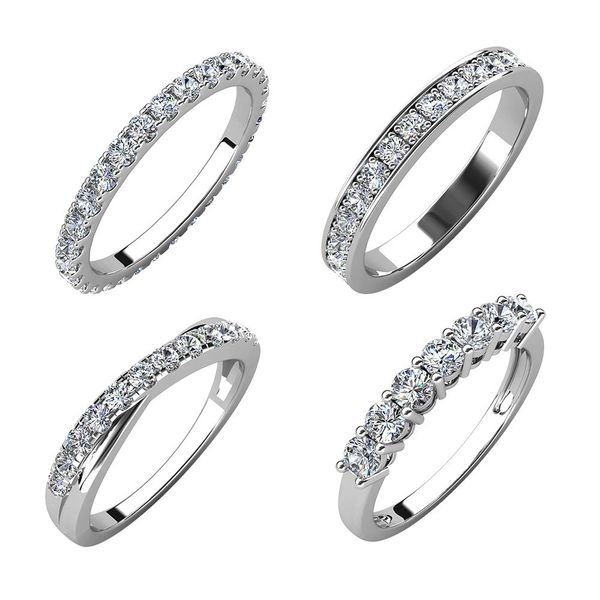 GRA Certified Moissanite Jewelry Nickel Free 925 Sterling Silver Stackable Half Eternity Ring Band For Women Destiny Jewellery