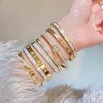 Custom Bangle Fashion Charm Bracelet Mixed Bracelet Gold Zircon Waterproof Stainless Steel Bracelet Jewelry Supplier