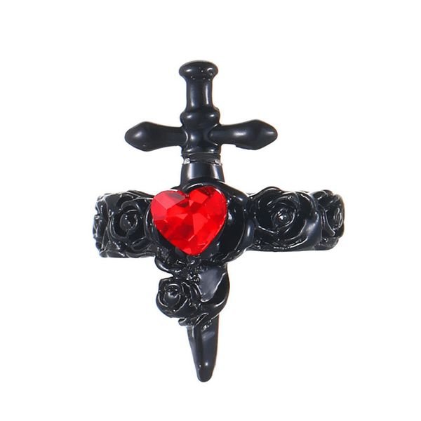 Dark Gothic Rose Ear Cuff Earring No Piercing Punk Jewelry Love Cross Clip on Earrings for Women
