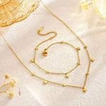 Fashion Beach Style Zircon Cross Women's Jewelry Necklace Anklet Set 18K Gold INS Titanium Steel Jewelry Stainless Steel Anklet