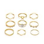 Simple Vintage Set of Geometric Ring for Women With Crescent Gold Ring Crystal Costume Jewelry Rings Accessories