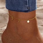 Fashion Stainless Steel Gold Plated Waterproof Letter Star Anklet for Women Jewelry