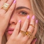 YICAI Trendy Real Gold Plated A-Z Initial Letter Open Ring for Women Stackable DIY Name Initials Alphabet Ring