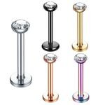 Steel CZ Labret Monroe Lip Stud Rings Rose Gold Ear Cartilage Helix Tragus Earring Piercings Body Jewelry 16G
