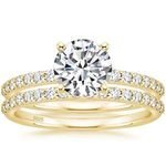 OLAN 14K Gold Plated 1.25CT 925 Sterling Silver Bridal Ring Sets Women Round CZ Promise Rings Engagement Wedding Bands