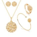 Women's Classic Pearl Bracelet Earrings Necklace Set Gold-Plated with Zircon Third Party Authenticated Fashionable Jewelry