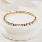 Tennis Bracelet Natural Stone 6.5 mm Cz swarovski Crystal 3mm Natural Emerald 14k Solid White Gold Tennis Bracelet Setting