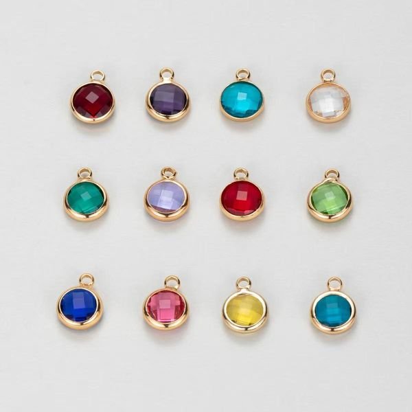 Fashion Minimalist 12-color Birthstone Pendant DIY Necklace Bracelet Accessory Glass Birthstone Birthday Stone.