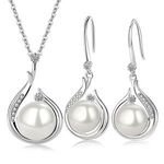 Silver 925 Jewelry Wholesale Freshwater Big Pearl Pendant Women Necklace Silver Pearl Drop Earrings for Freshwater Pearl Set