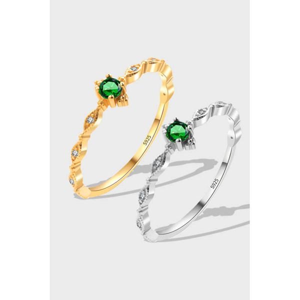 S925 Sterling Silver Fine Jewelry 18k Gold Plated Ring for Women Emerald Green Zircon Engagement Rings Universal Fashion Gift