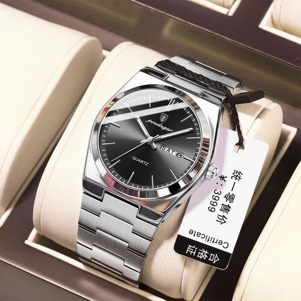 POEDAGAR 930 Men New Luxury Watch Waterproof Luminous Date Week Stainless Steel Watch Reloj Casual Business Men's Quartz Watches